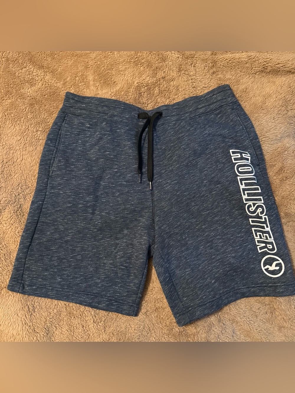 Hollister Men's Navy Heather Logo Athletic Shorts